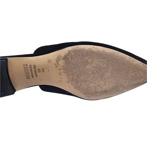 Schutz Anthropologie Black Suede Leather Kirsten Pointed Toe Mule Slides - Picture 9 of 9